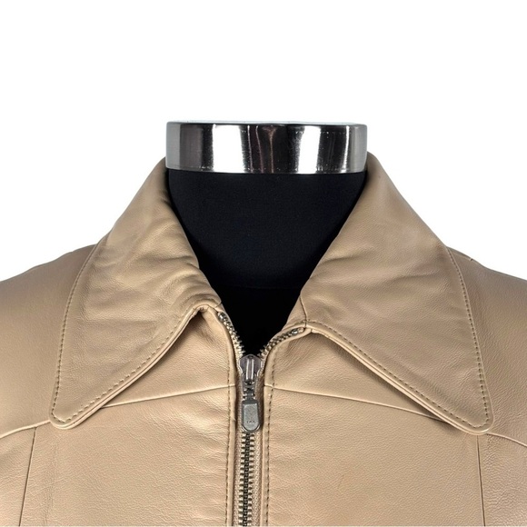 VINTAGE Y2K VID COLLECTION LEATHER LACE UP CORSET STYLE CREAM ZIP UP JACKET - Picture 11 of 15